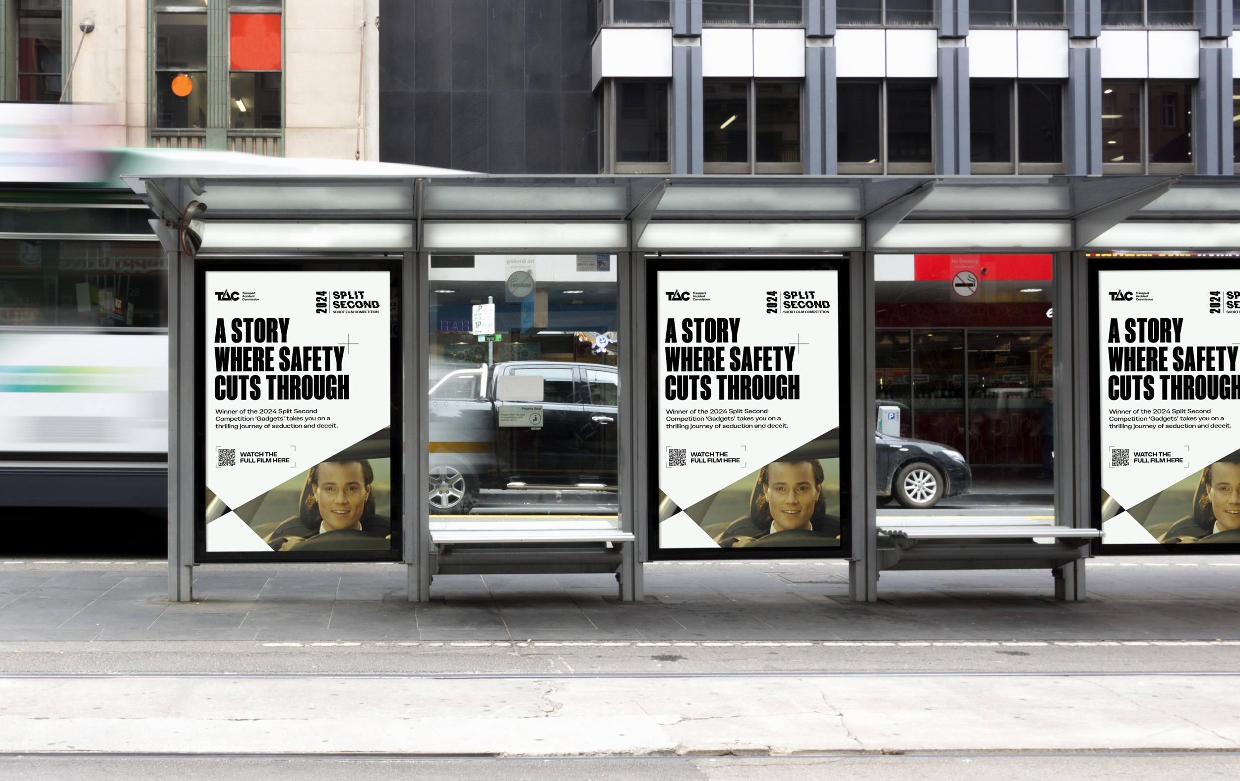 Split Second Direction 1, tramstop advertisement