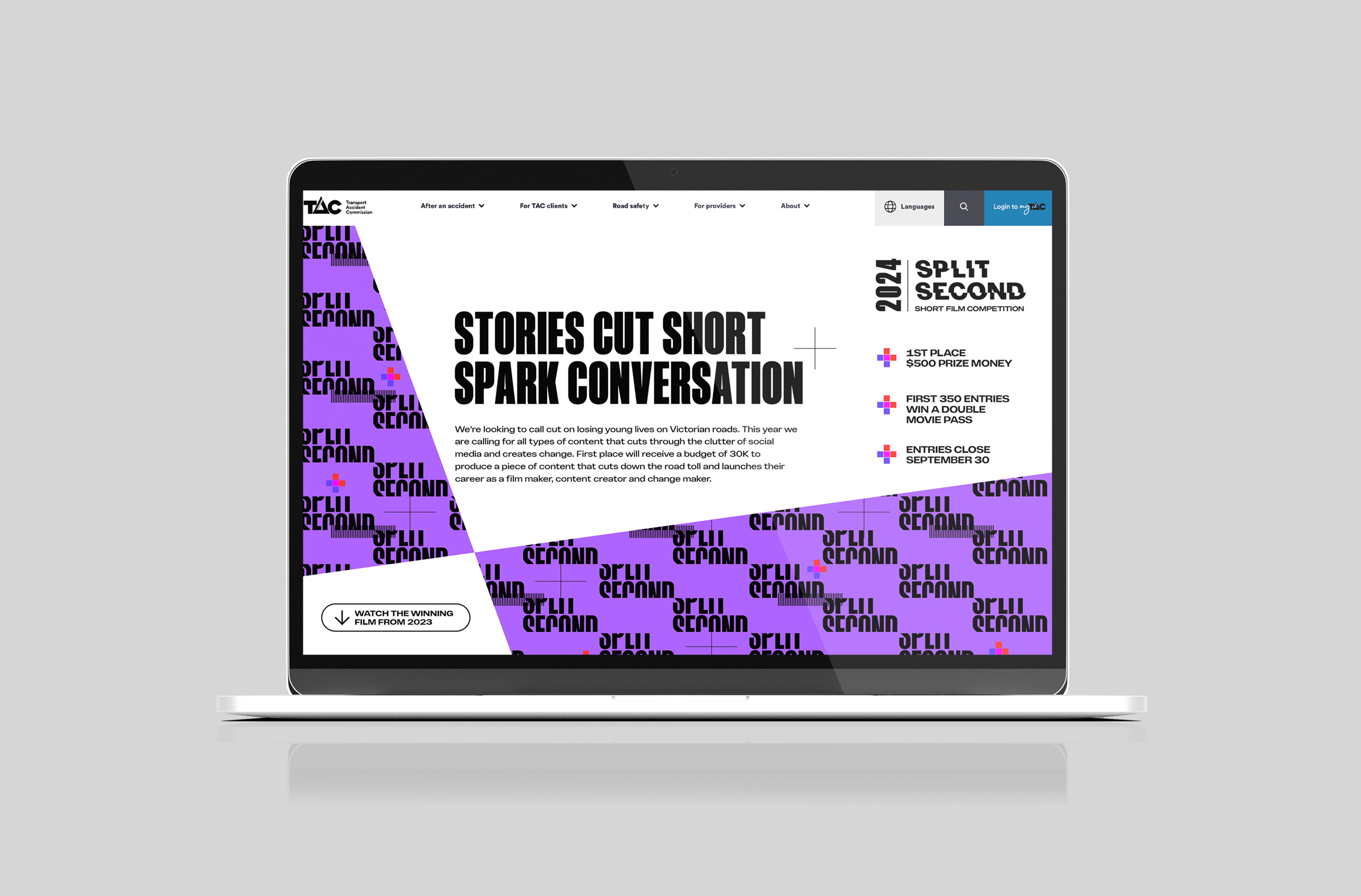 Split Second Direction 1, website entry page