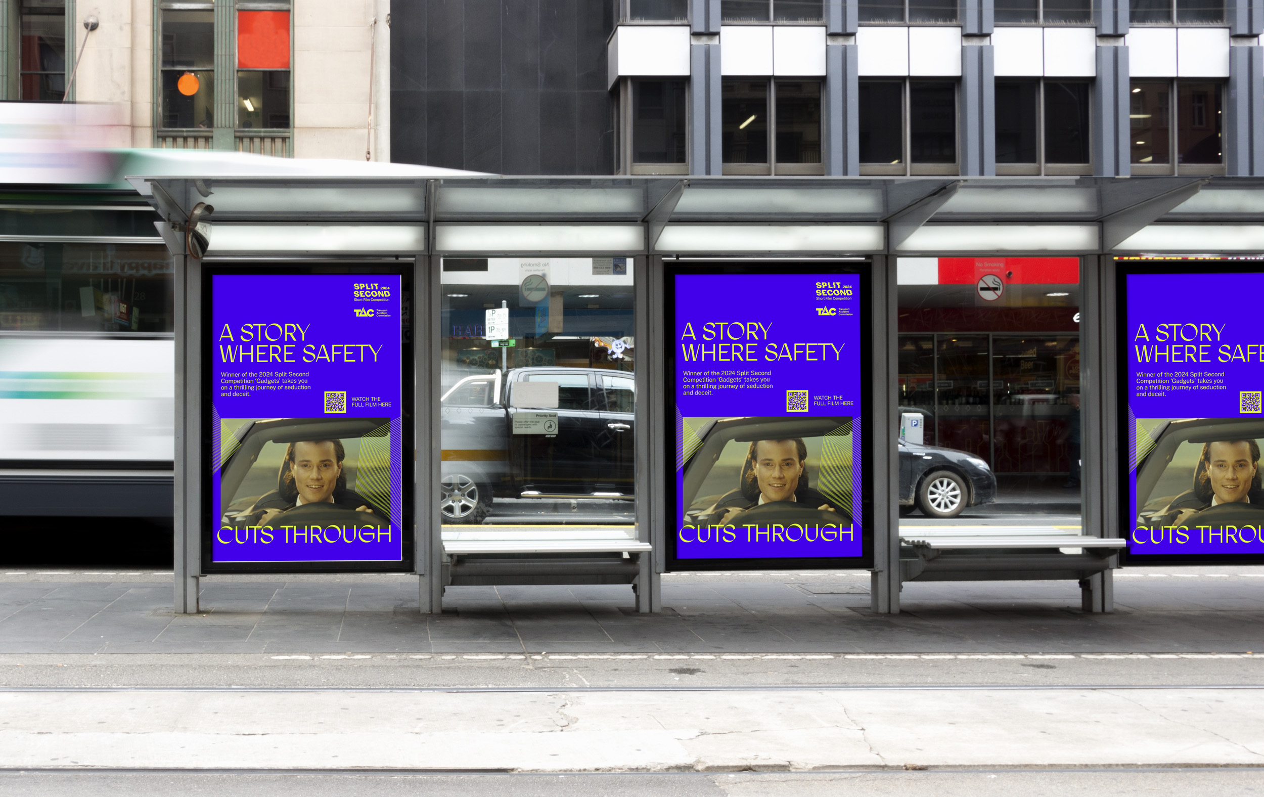 Split Second Direction 2, tramstop advertisement